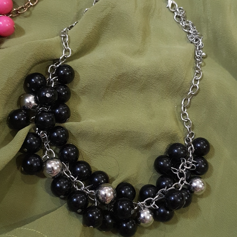 Black and silver choker necklace